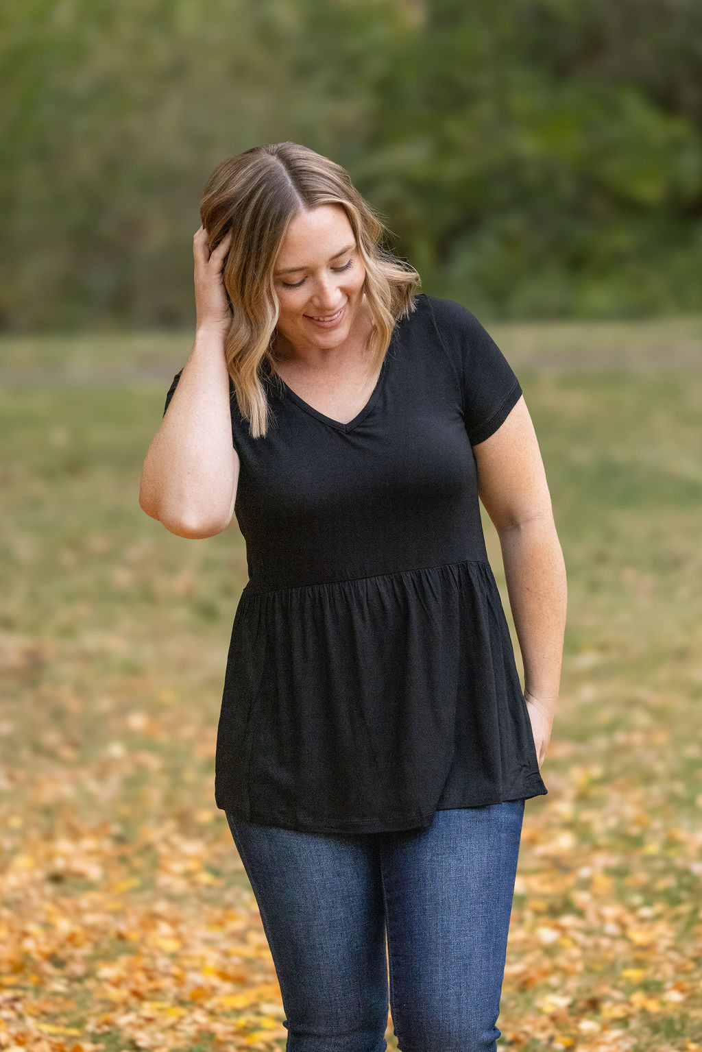 IN STOCK Sarah Ruffle Short Sleeve - Black
