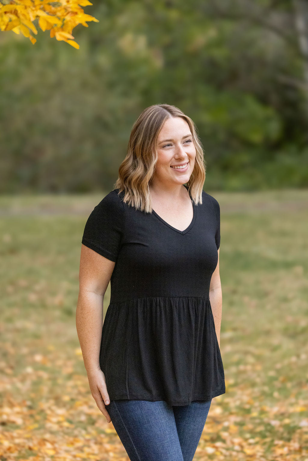 IN STOCK Sarah Ruffle Short Sleeve - Black