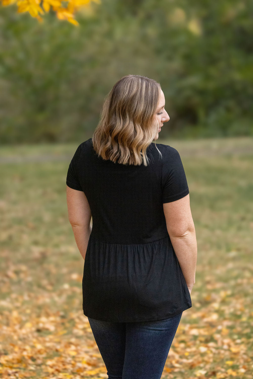 IN STOCK Sarah Ruffle Short Sleeve - Black