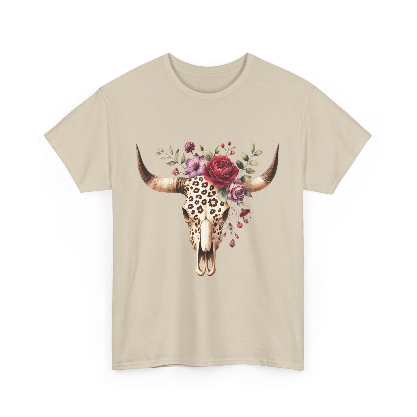 Leopard Longhorn & Floral Graphic Tee β Western Boho Vibes