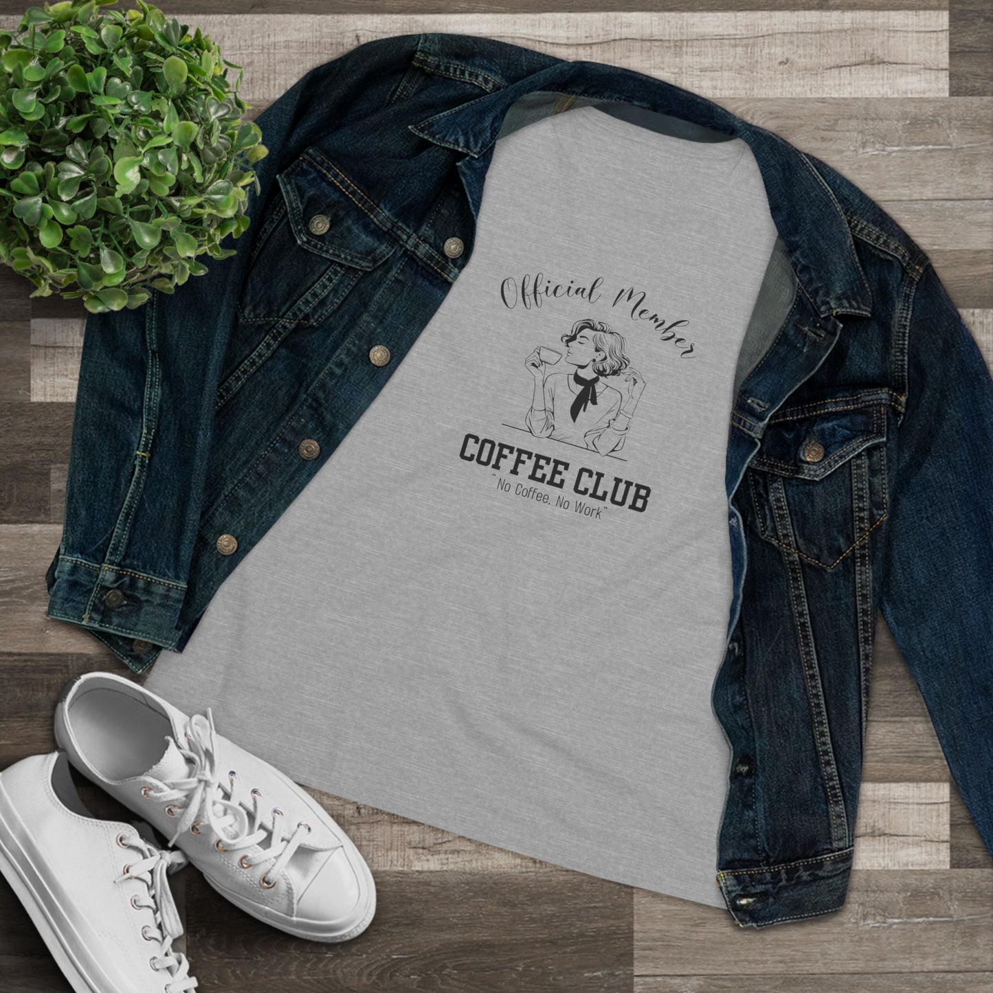 Official Member Of The Coffee Club "No coffee, no work" - Women's Cotton Tee