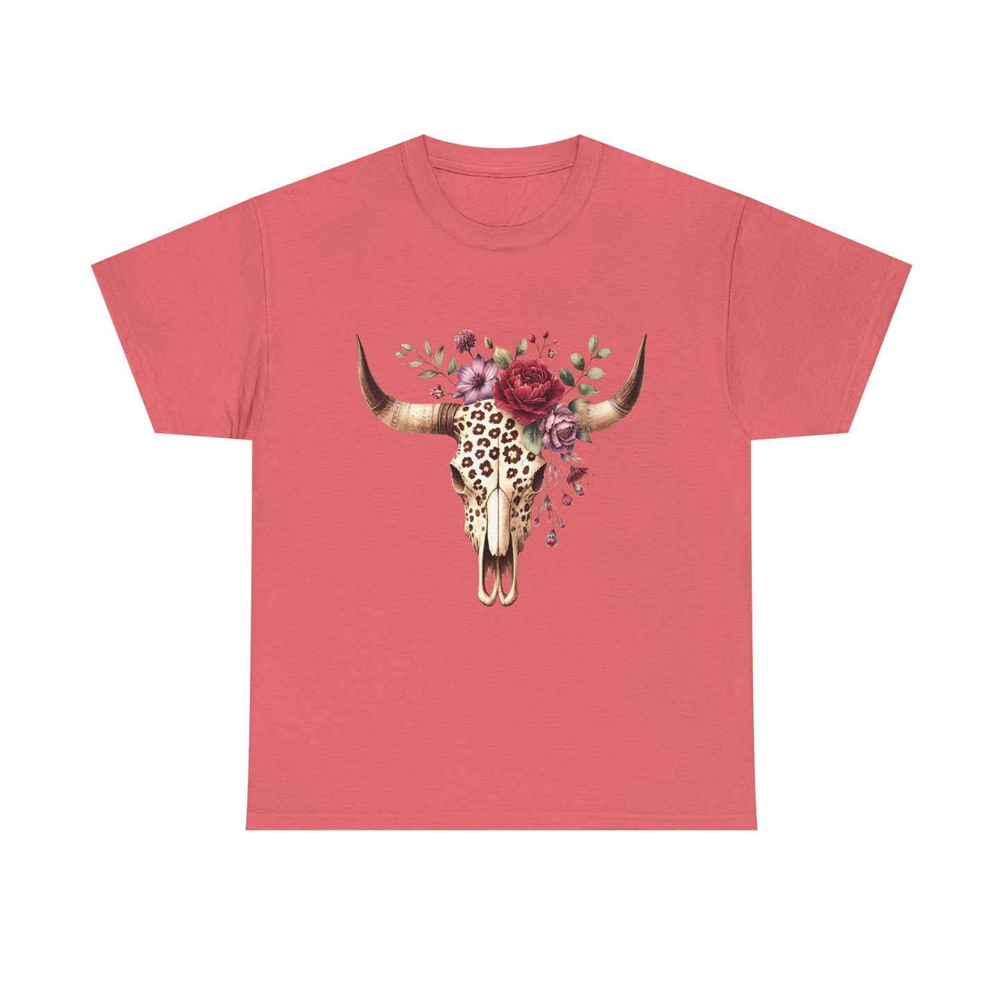 Leopard Longhorn & Floral Graphic Tee β Western Boho Vibes