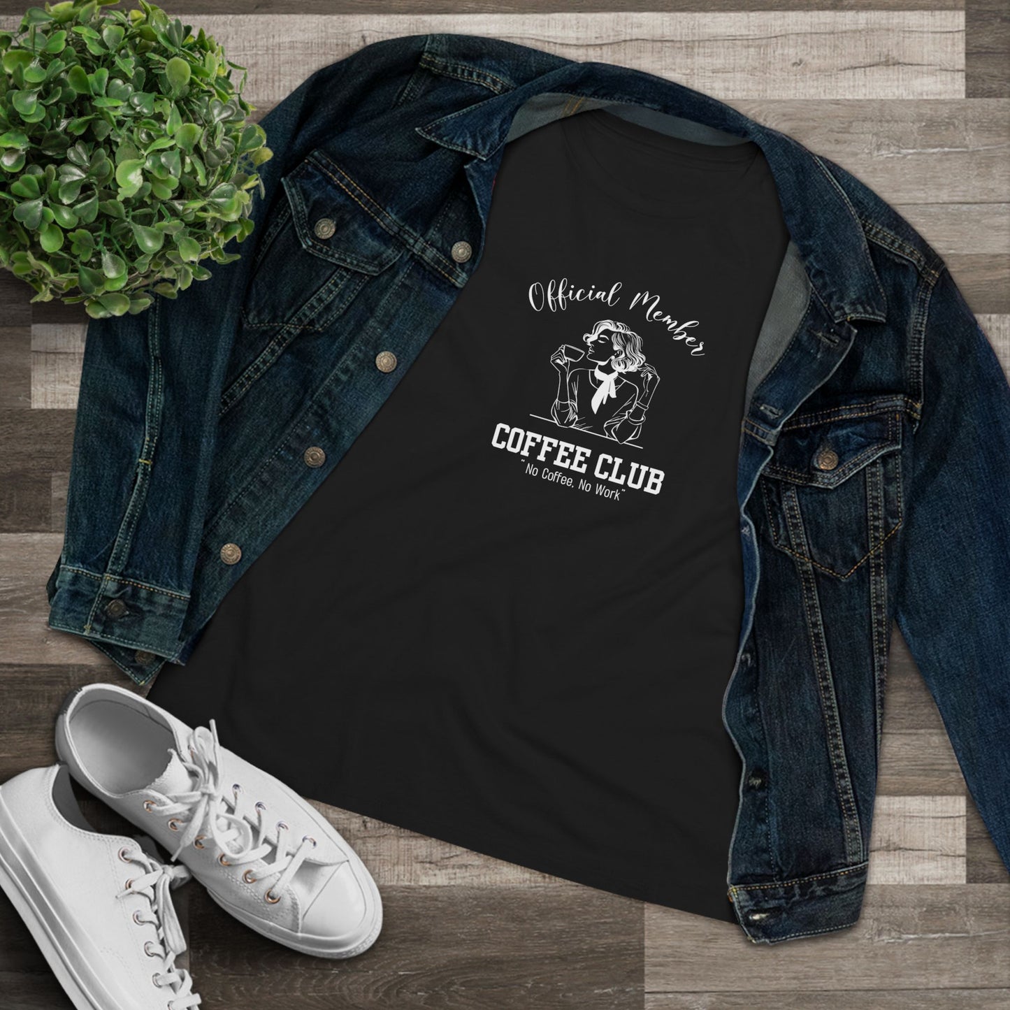 Official Member Of The Coffee Club "No coffee, no work" - Women's Cotton Tee