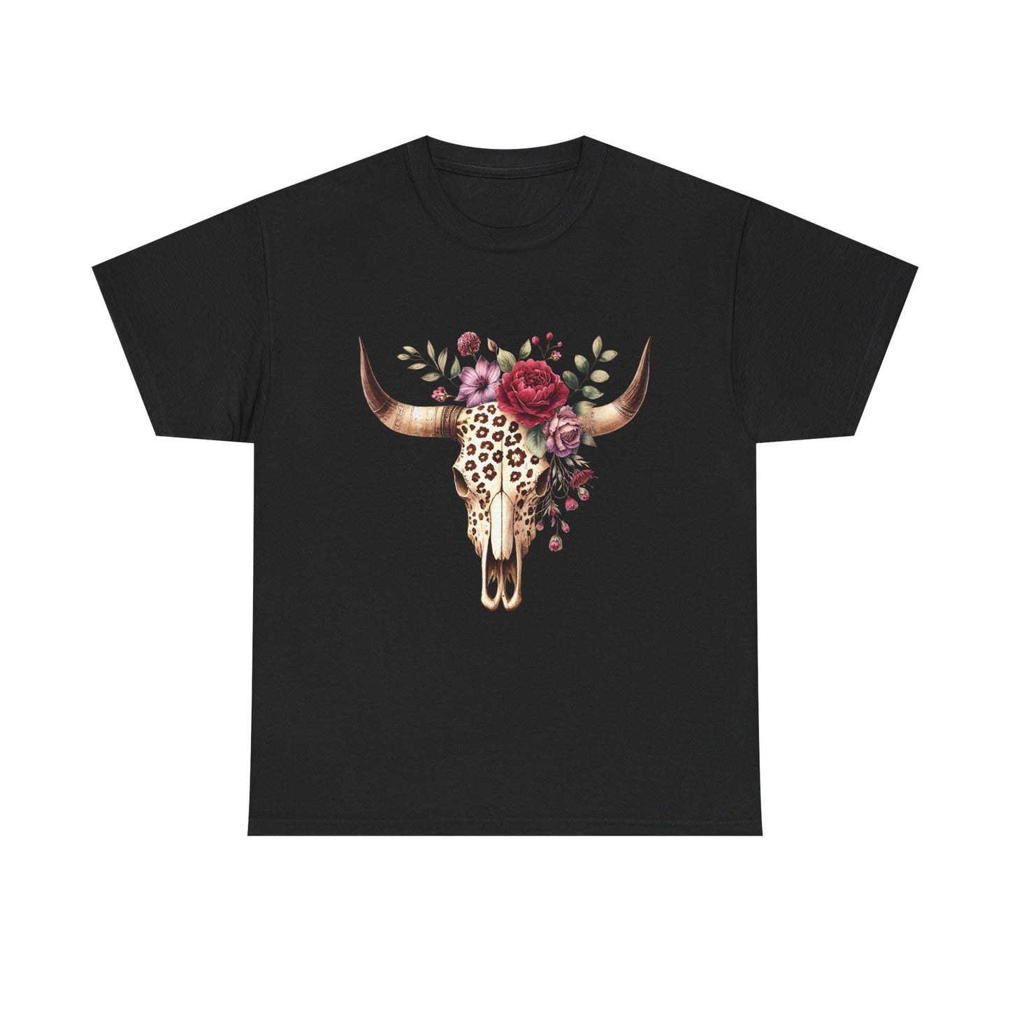Leopard Longhorn & Floral Graphic Tee β Western Boho Vibes