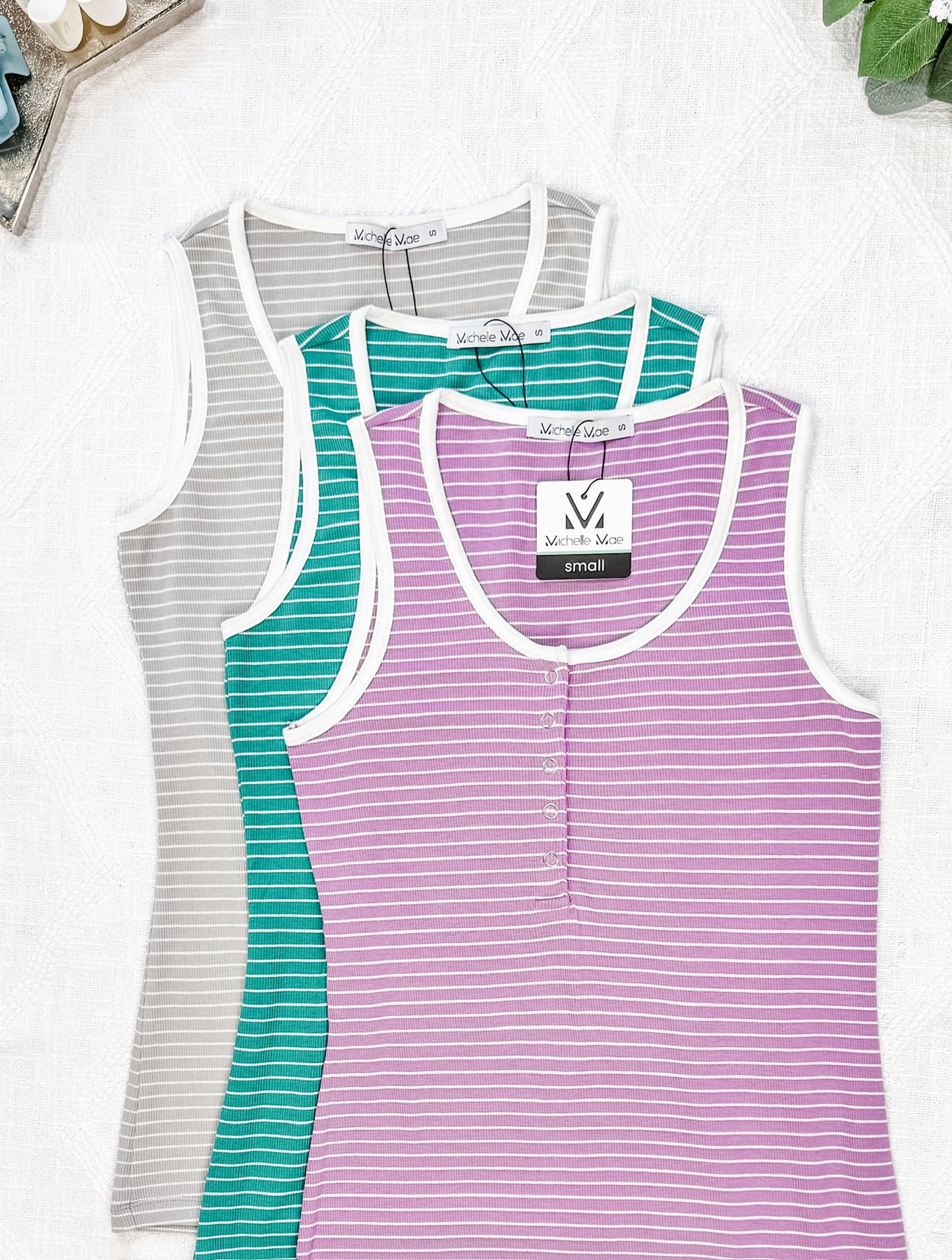 IN STOCK Shiloh Button Snap Tank - Purple