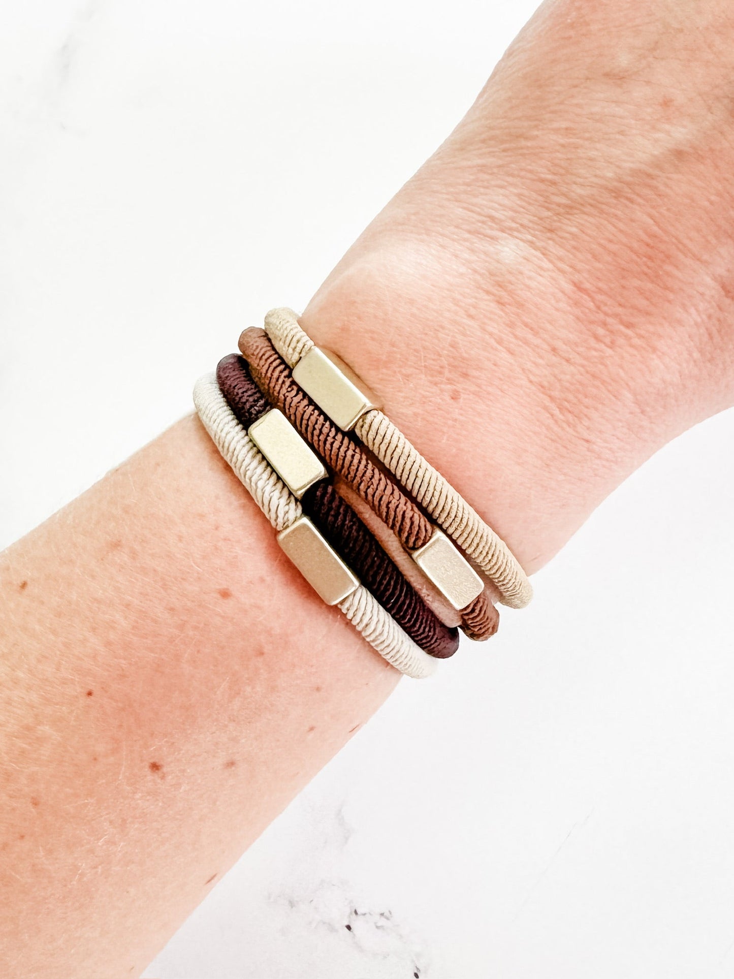 IN STOCK Hair Tie Bracelet Sets - Neutral Gold Accents | Hair Accessories FINAL SALE
