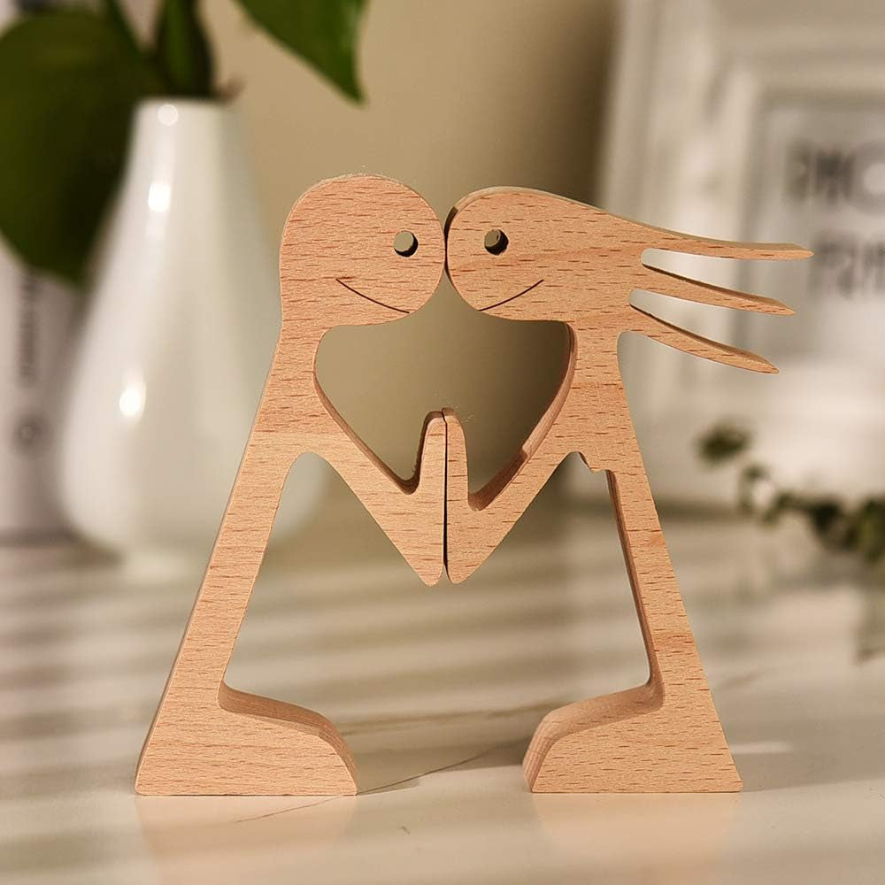 Man and Woman Wood Carving Decoration Home Office Desk Wooden Carving Decoration Wooden Couple Carving Ornaments-Wooden Creative Crafts Gifts