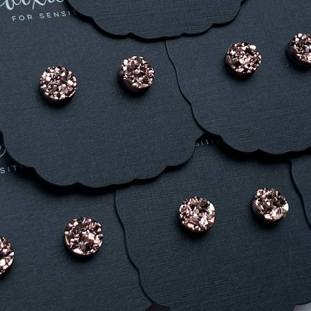 Druzy Earrings- Minis in Glam Rose Gold