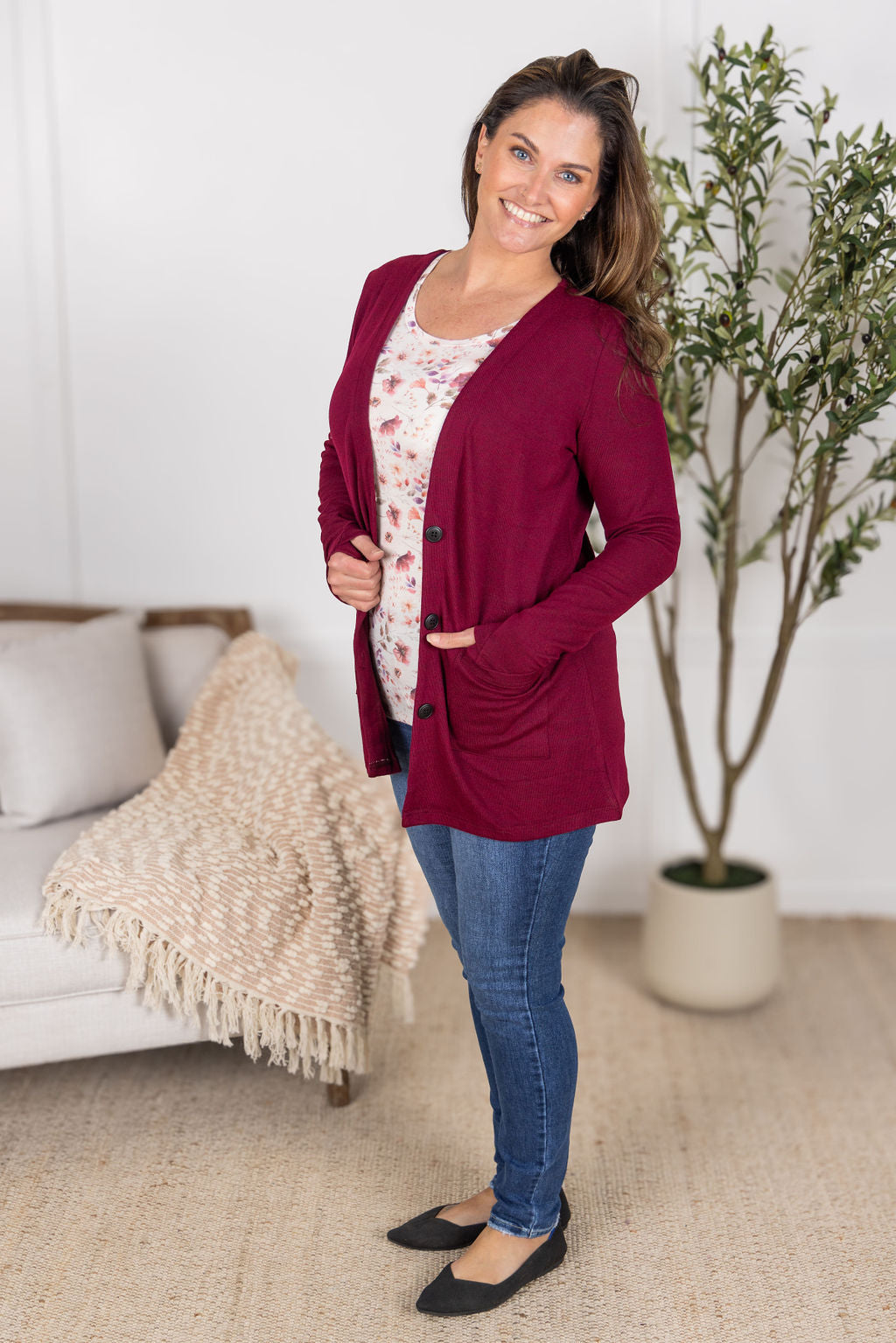IN STOCK Cori Cardigan - Burgundy
