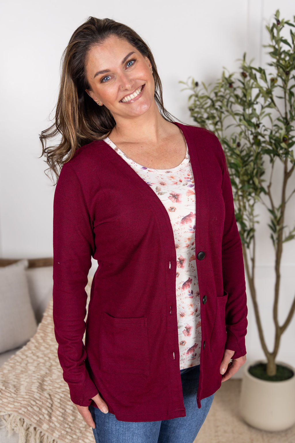 IN STOCK Cori Cardigan - Burgundy