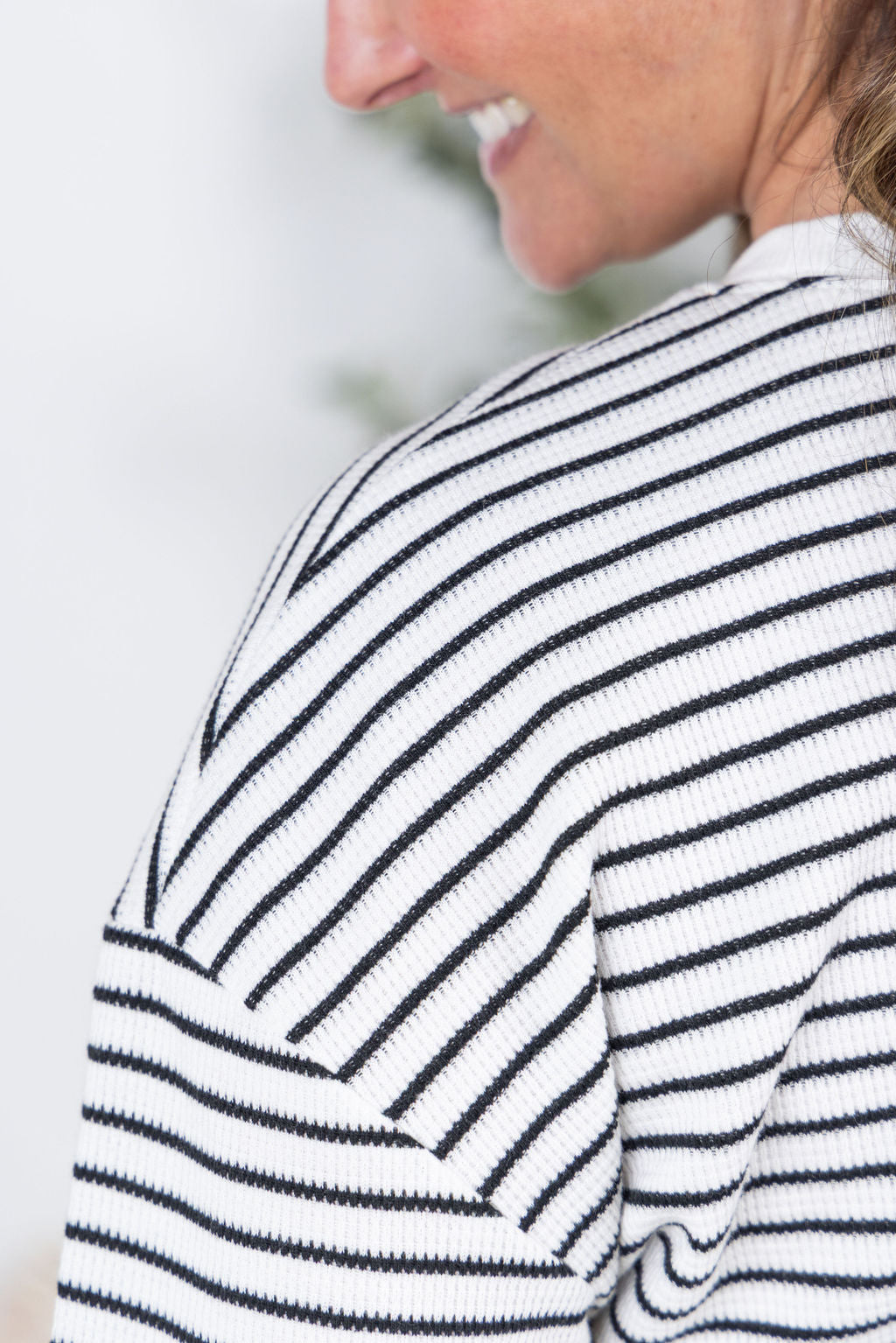 IN STOCK Lola Striped Thermal Top - White