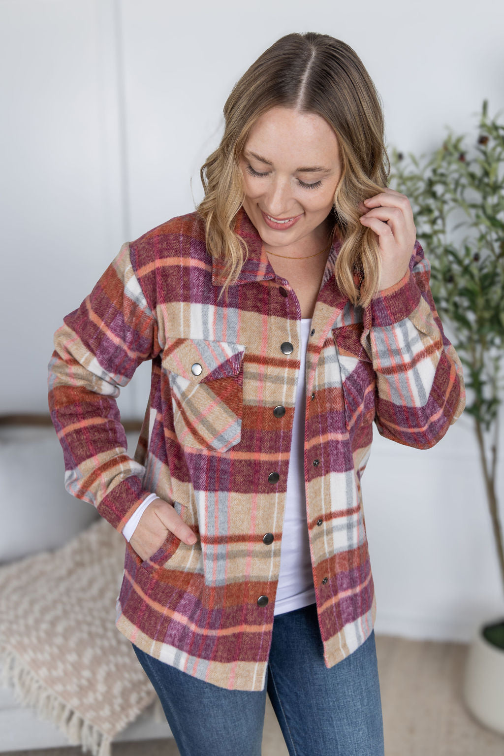 IN STOCK Norah Plaid Shacket - Sunset Plaid