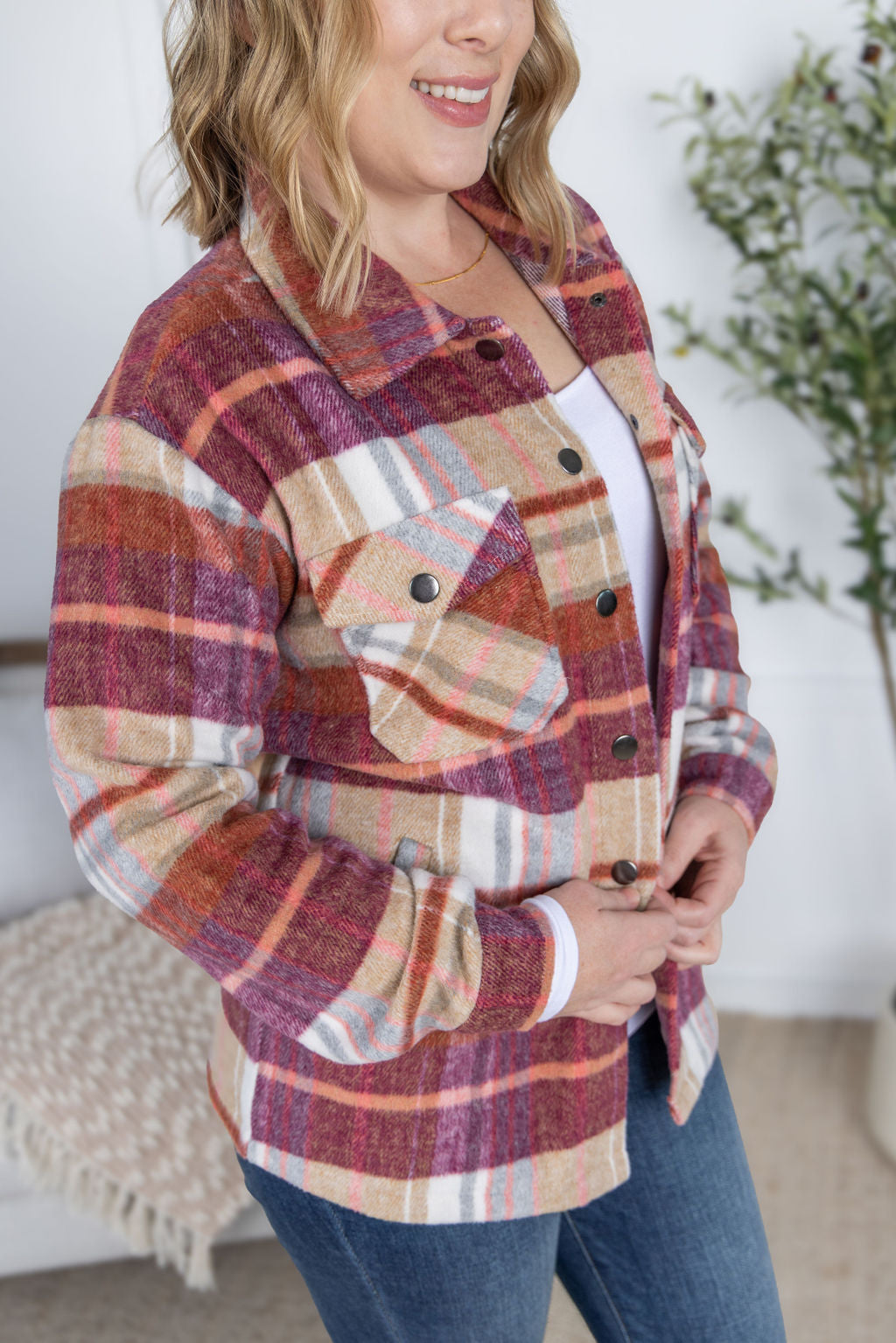 IN STOCK Norah Plaid Shacket - Sunset Plaid