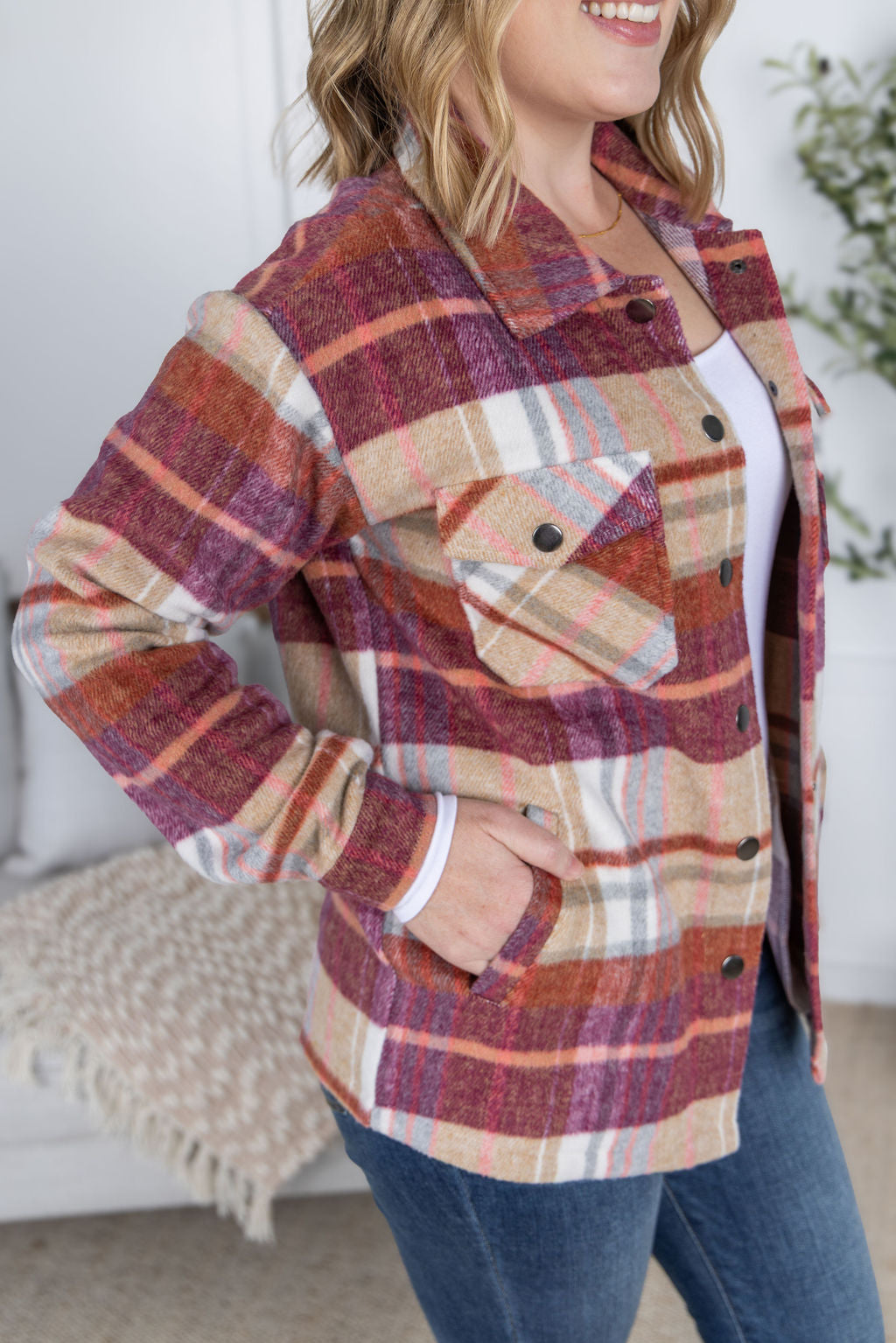 IN STOCK Norah Plaid Shacket - Sunset Plaid