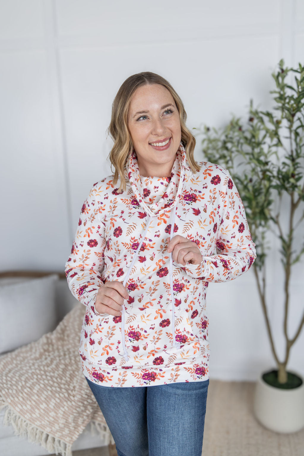 IN STOCK Soft Funnel Neck - Autumn Floral
