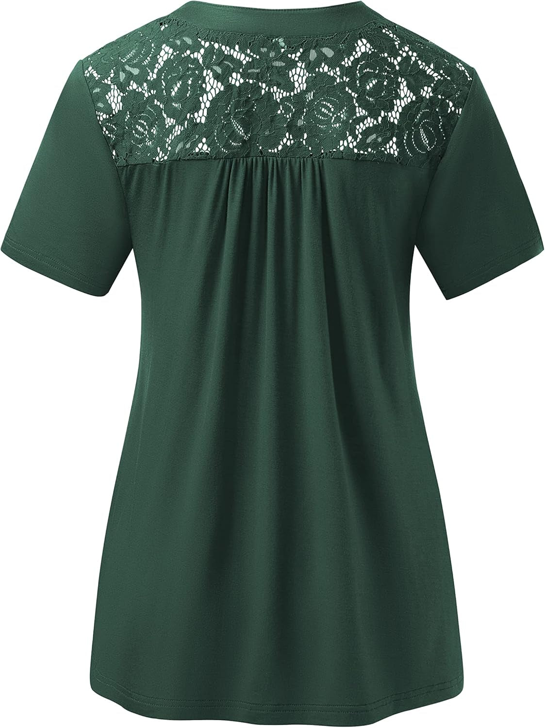 Women'S plus Size Tops Casual Blouse Short Sleeve Lace Pleated Tunic Tops M-4XL