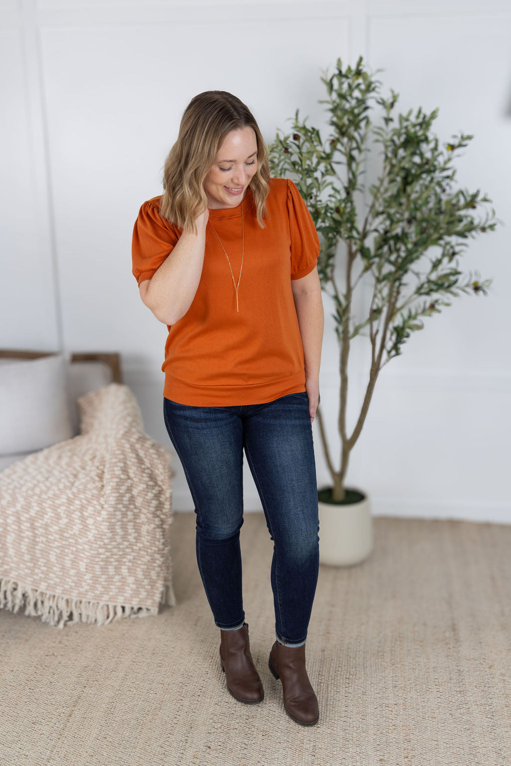 IN STOCK Katie Cozy Top - Pumpkin