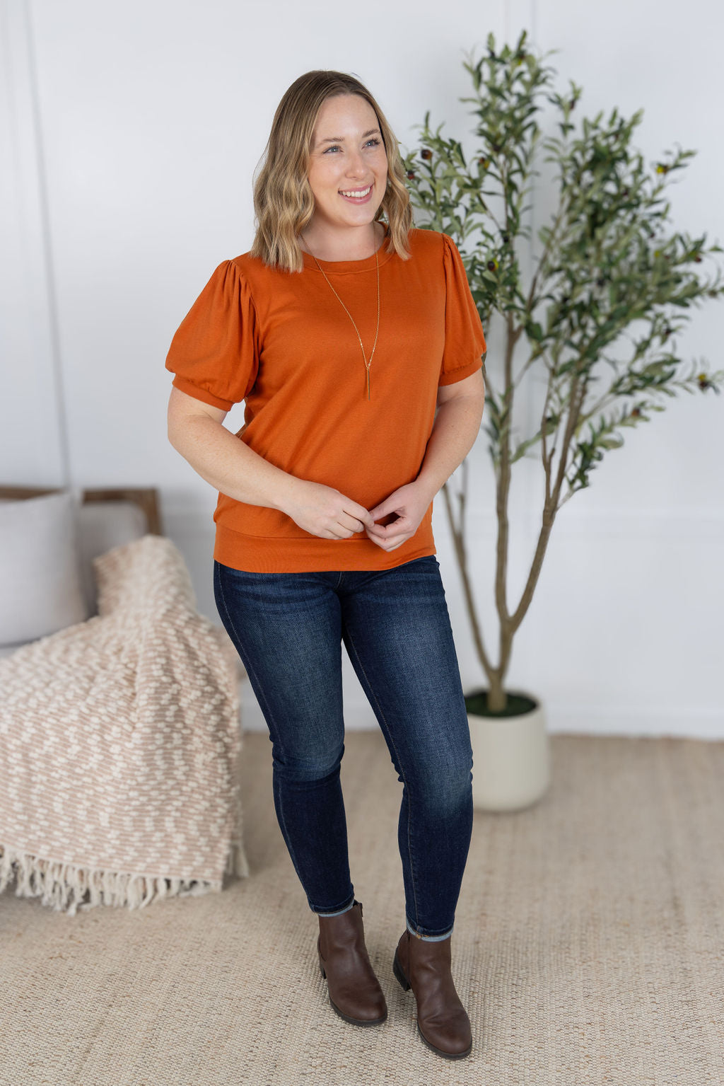 IN STOCK Katie Cozy Top - Pumpkin