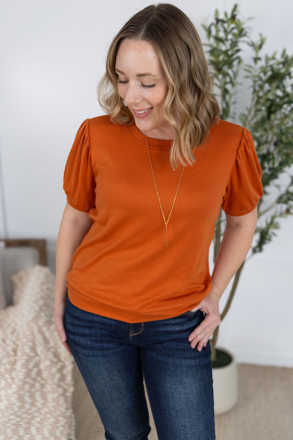 IN STOCK Katie Cozy Top - Pumpkin
