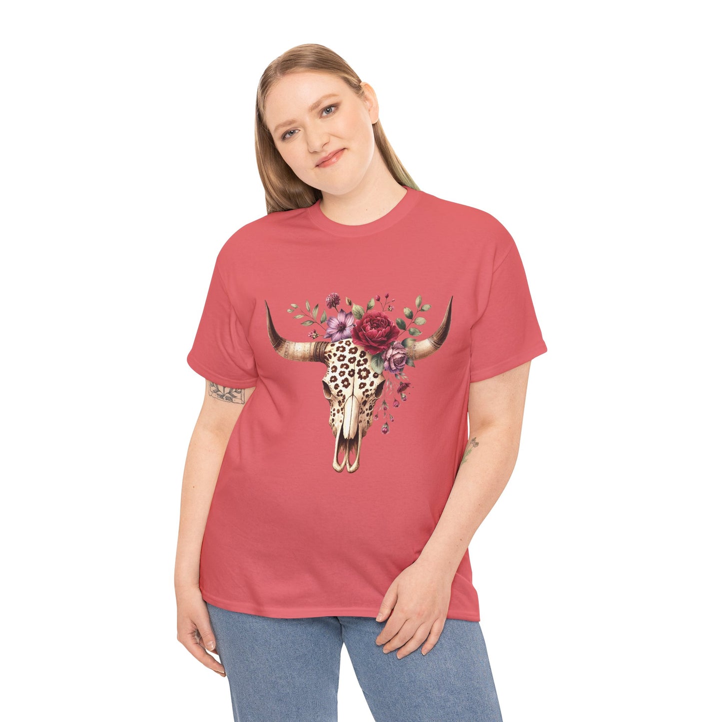 Leopard Longhorn & Floral Graphic Tee β Western Boho Vibes
