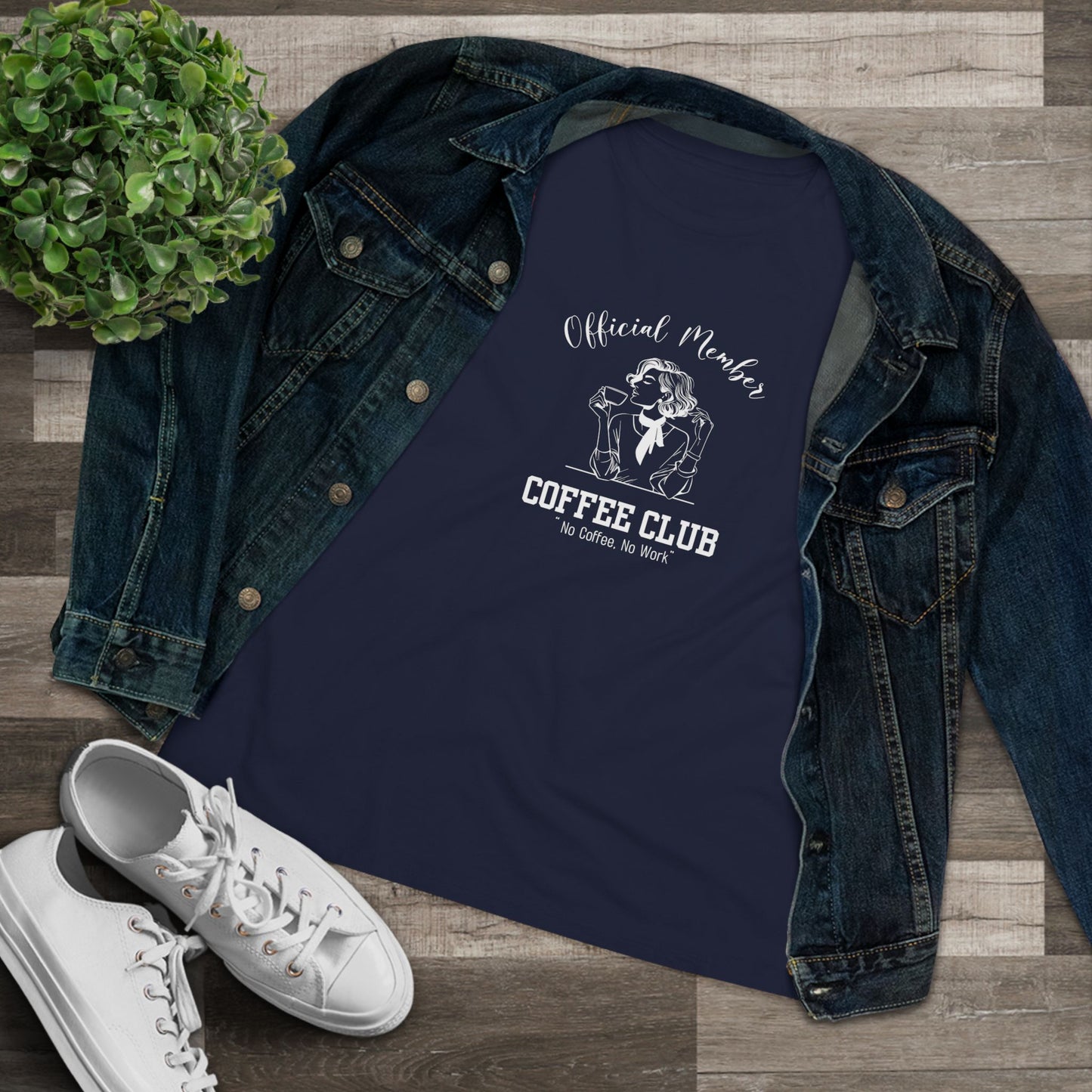 Official Member Of The Coffee Club "No coffee, no work" - Women's Cotton Tee