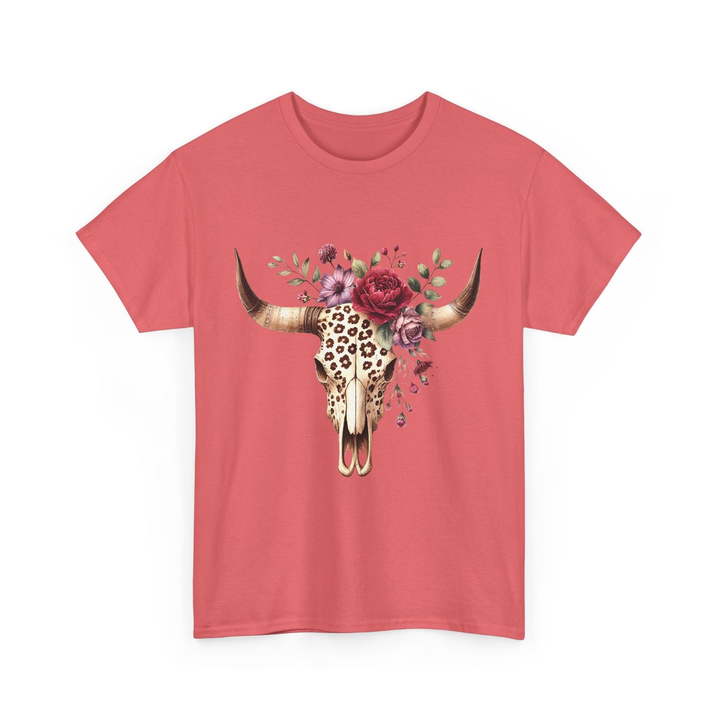 Leopard Longhorn & Floral Graphic Tee β Western Boho Vibes