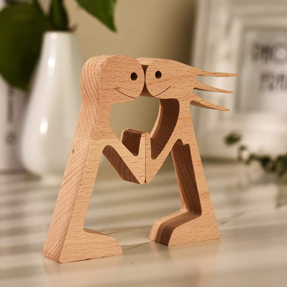 Man and Woman Wood Carving Decoration Home Office Desk Wooden Carving Decoration Wooden Couple Carving Ornaments-Wooden Creative Crafts Gifts