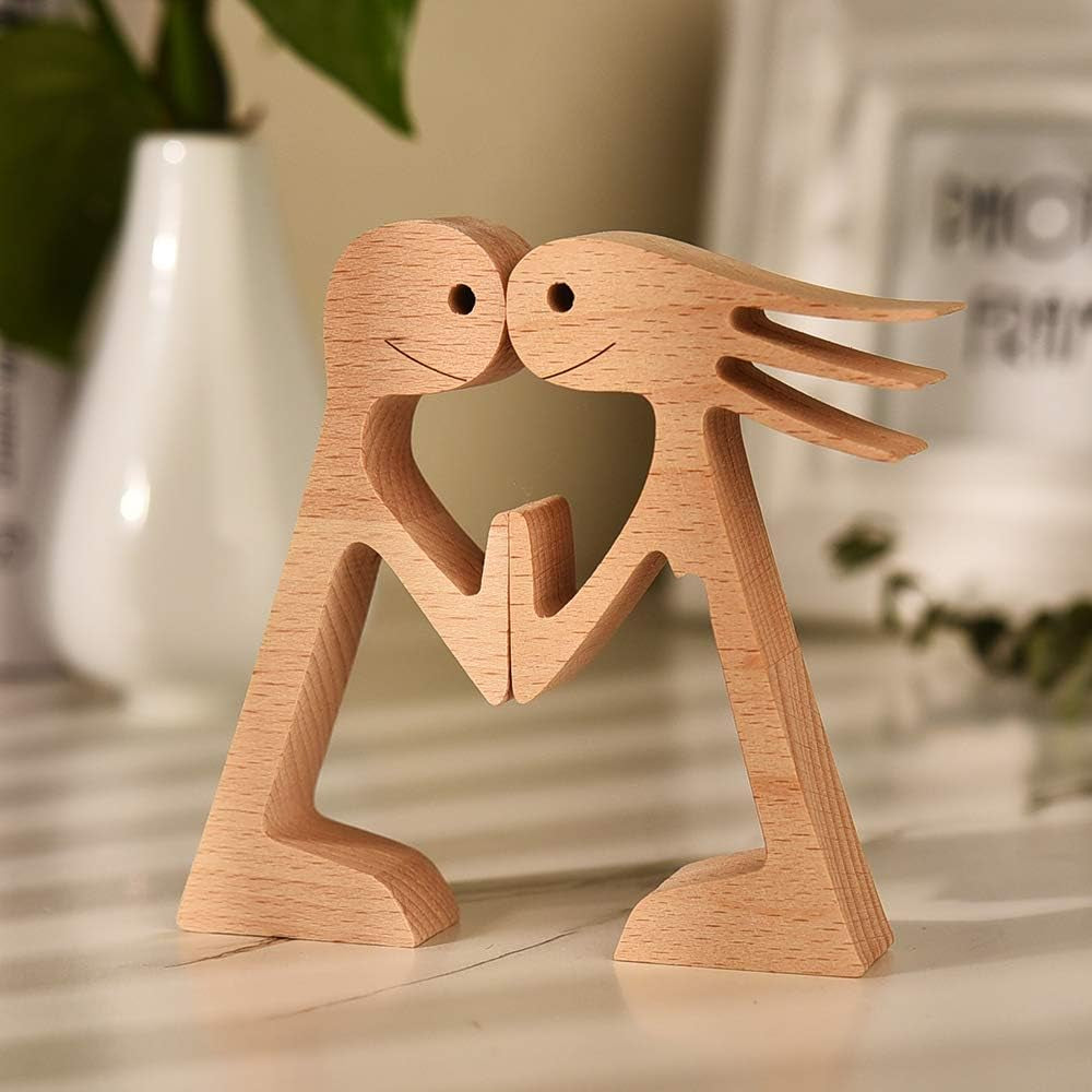 Man and Woman Wood Carving Decoration Home Office Desk Wooden Carving Decoration Wooden Couple Carving Ornaments-Wooden Creative Crafts Gifts