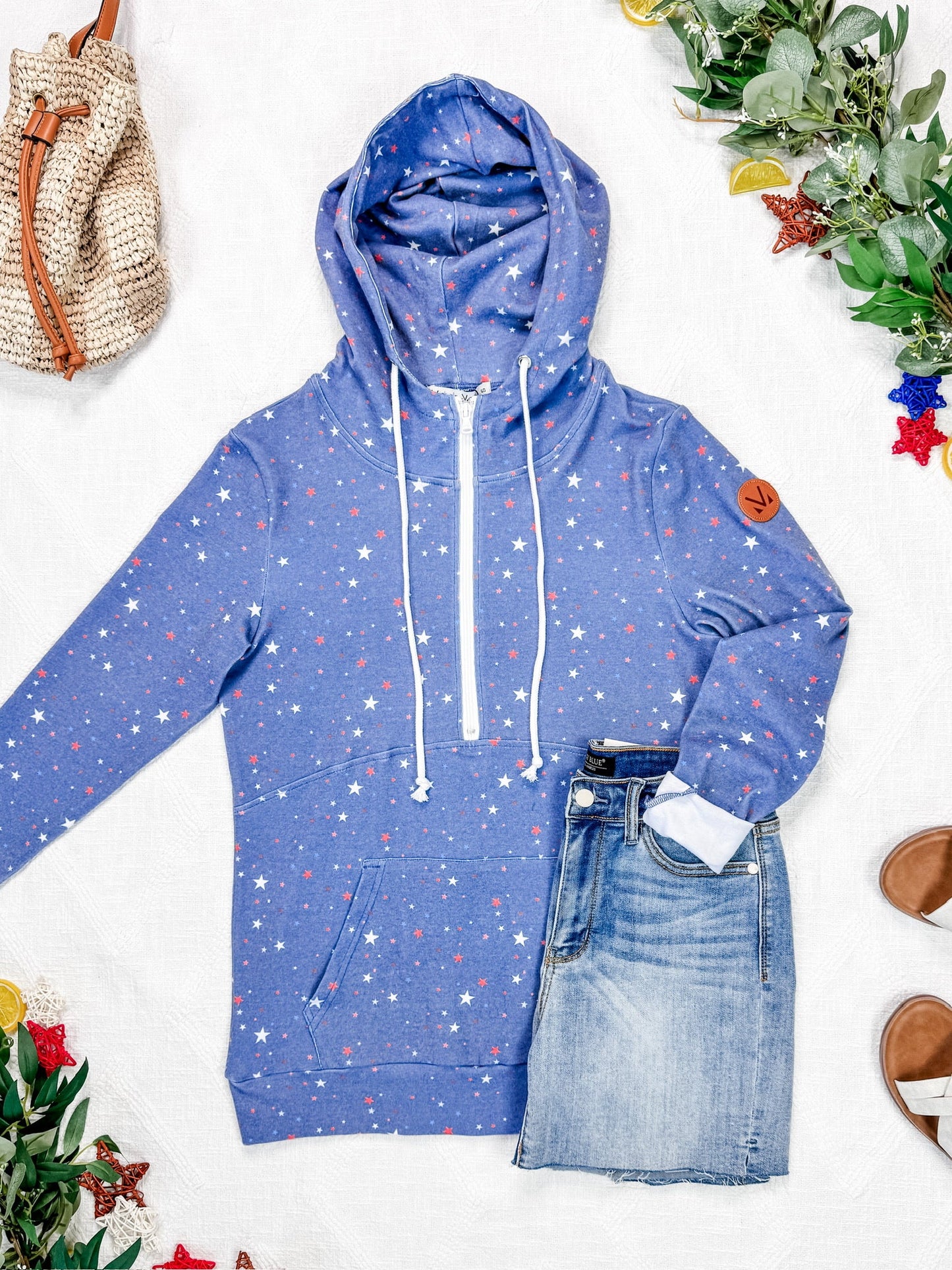 IN STOCK HalfZip Hoodie - Faded Navy Liberty Stars FINAL SALE