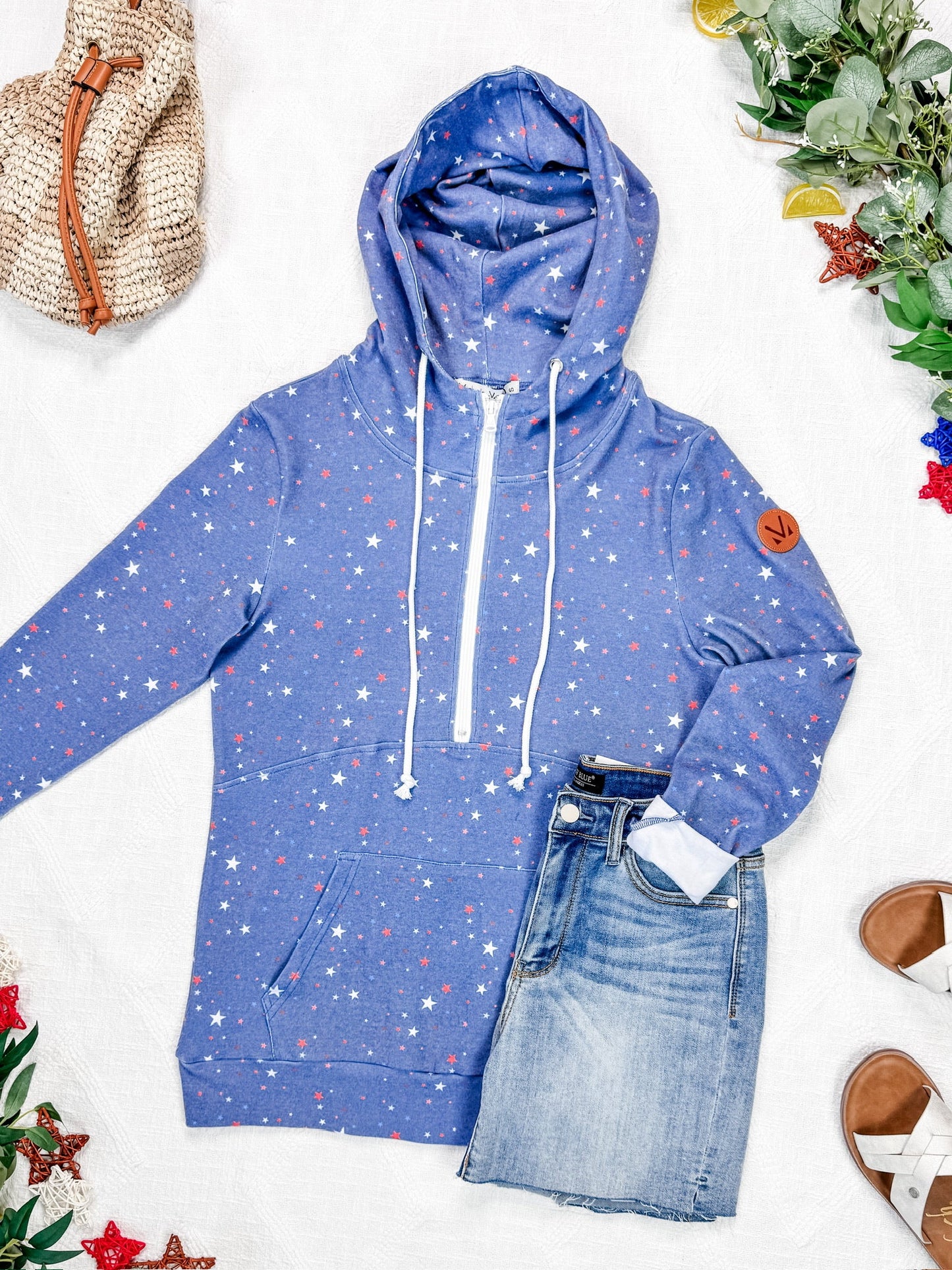 IN STOCK HalfZip Hoodie - Faded Navy Liberty Stars FINAL SALE