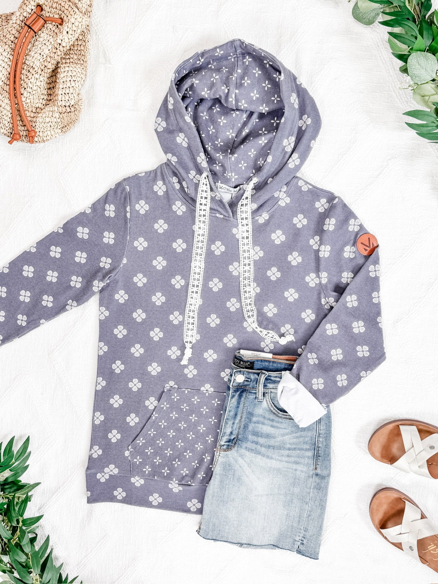 IN STOCK Hailey Pullover Hoodie - Slate Purple Floral