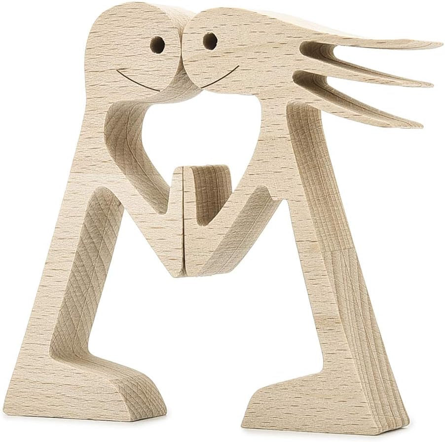 Man and Woman Wood Carving Decoration Home Office Desk Wooden Carving Decoration Wooden Couple Carving Ornaments-Wooden Creative Crafts Gifts