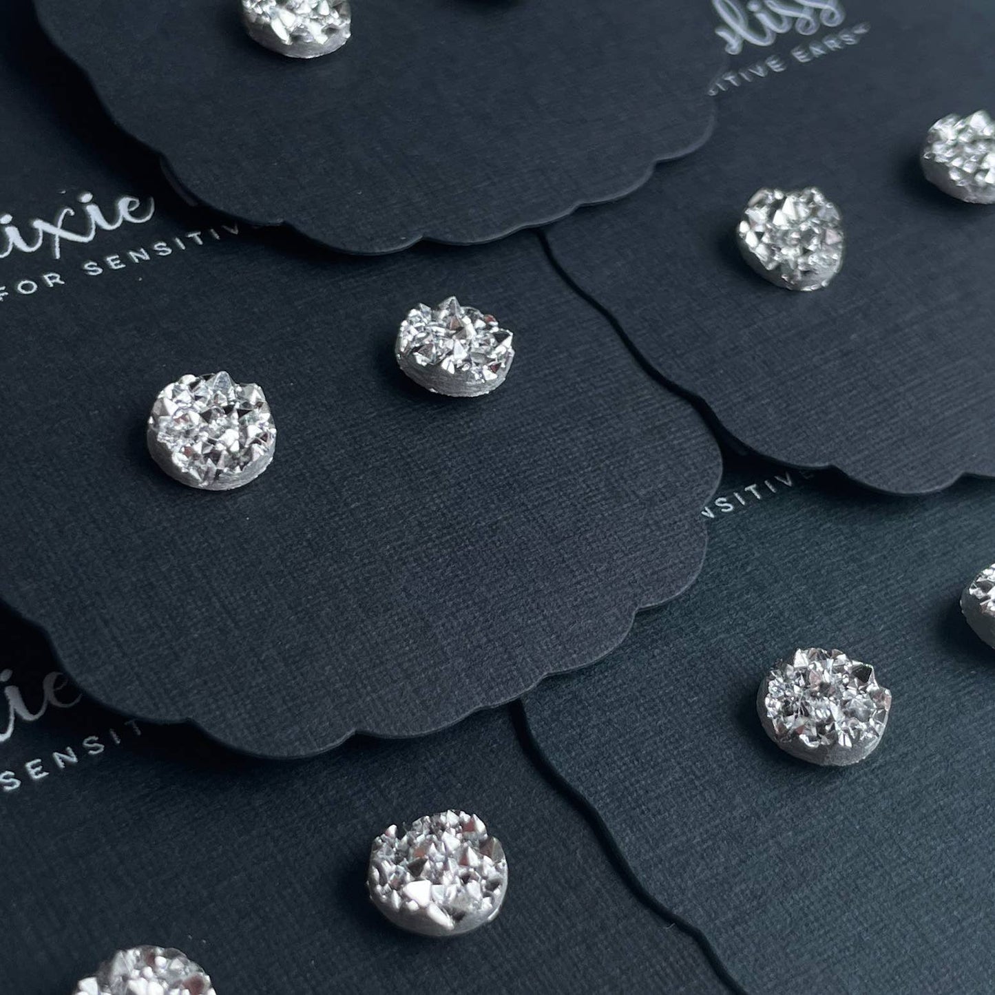 Mini Druzy Earrings in Silver