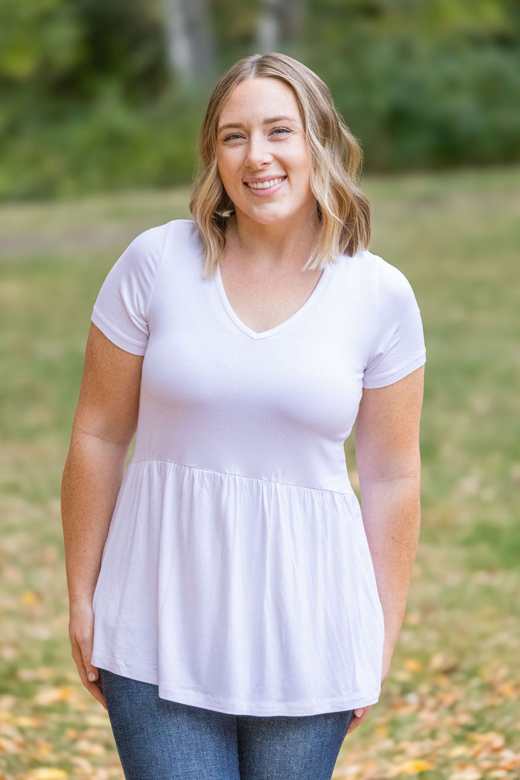 IN STOCK Sarah Ruffle Short Sleeve - White