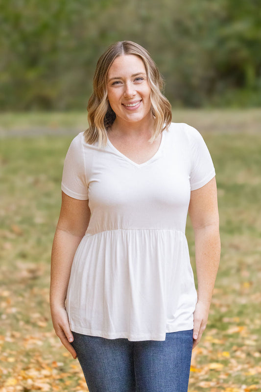 IN STOCK Sarah Ruffle Short Sleeve - Ivory
