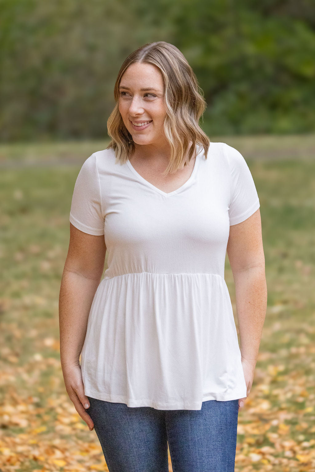 IN STOCK Sarah Ruffle Short Sleeve - Ivory