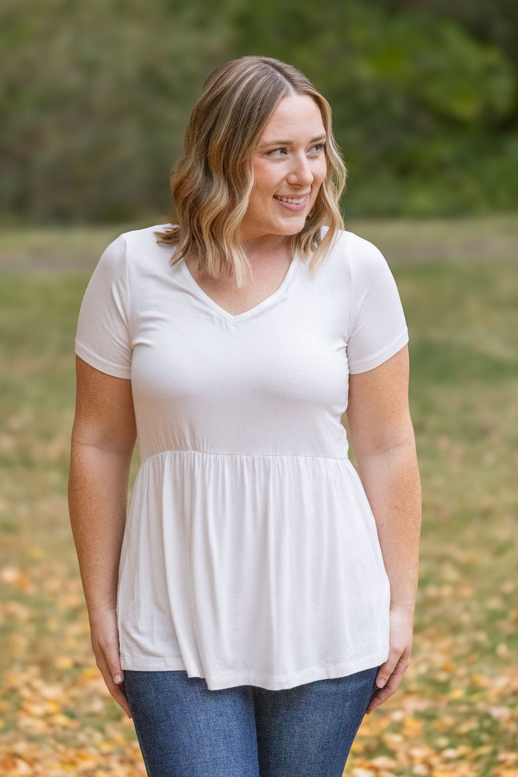 IN STOCK Sarah Ruffle Short Sleeve - Ivory