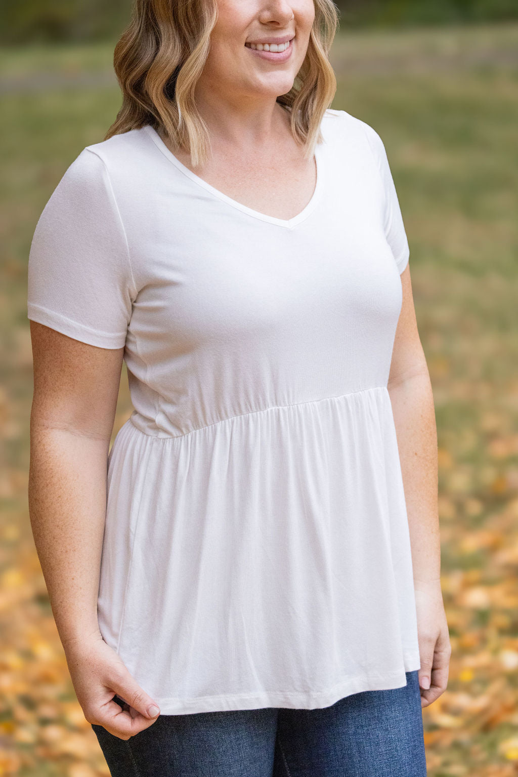 IN STOCK Sarah Ruffle Short Sleeve - Ivory