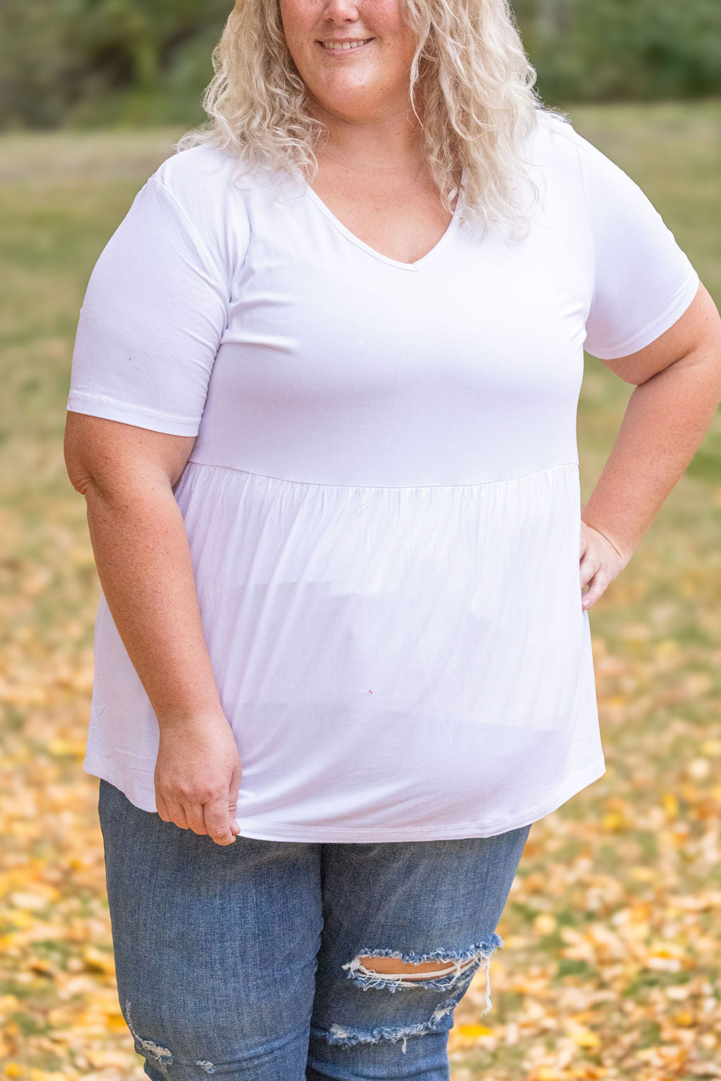 IN STOCK Sarah Ruffle Short Sleeve - White
