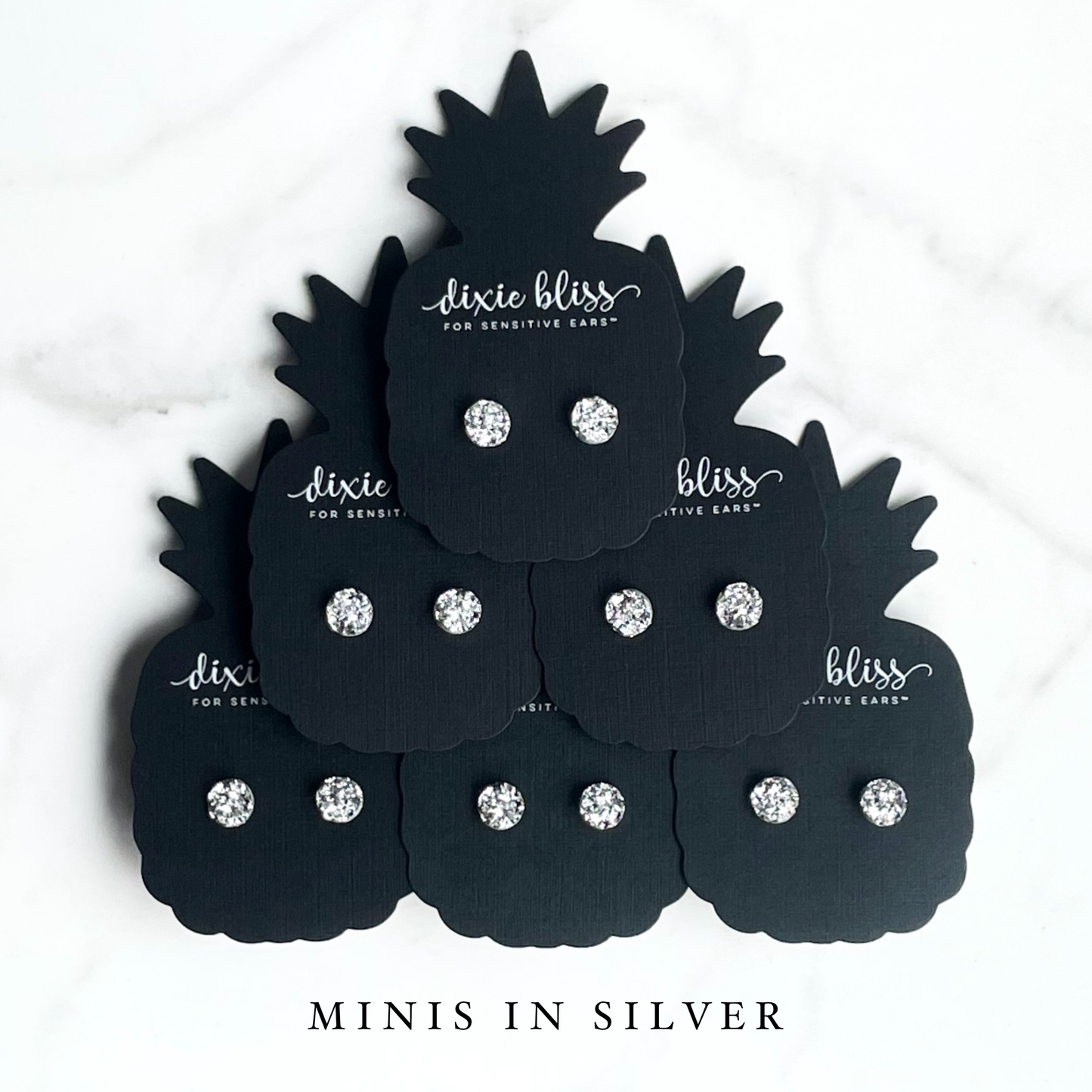 Mini Druzy Earrings in Silver