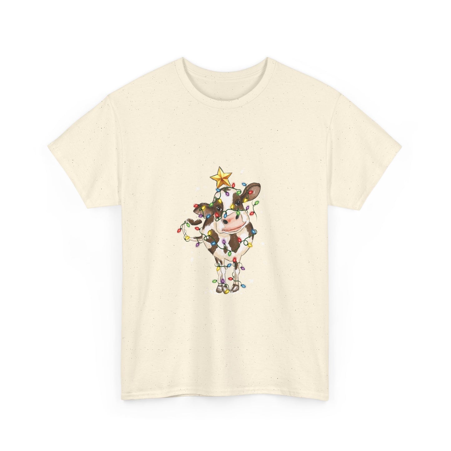 Cow with Christmas Lights Tee
