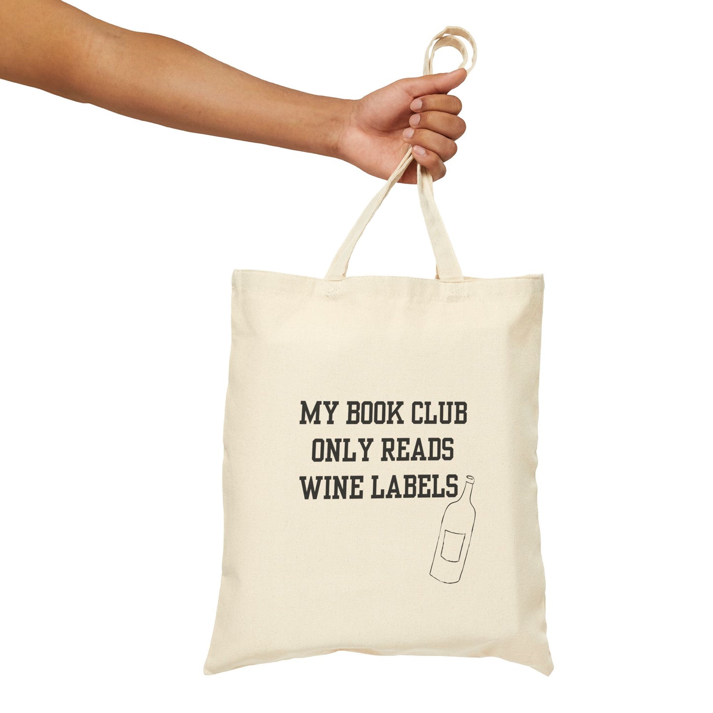 Book Club Only Reads Wine Labels- Cotton Canvas Tote Bag