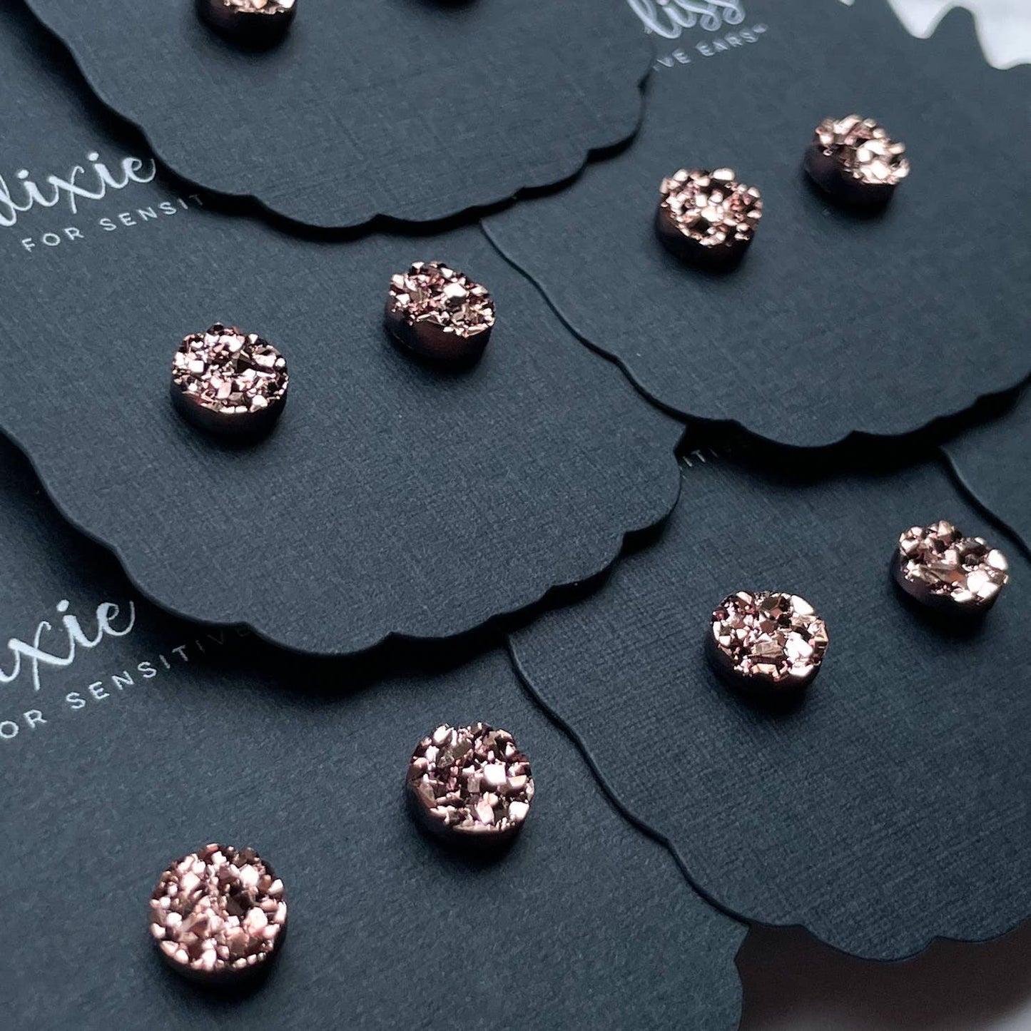 Druzy Earrings- Minis in Glam Rose Gold