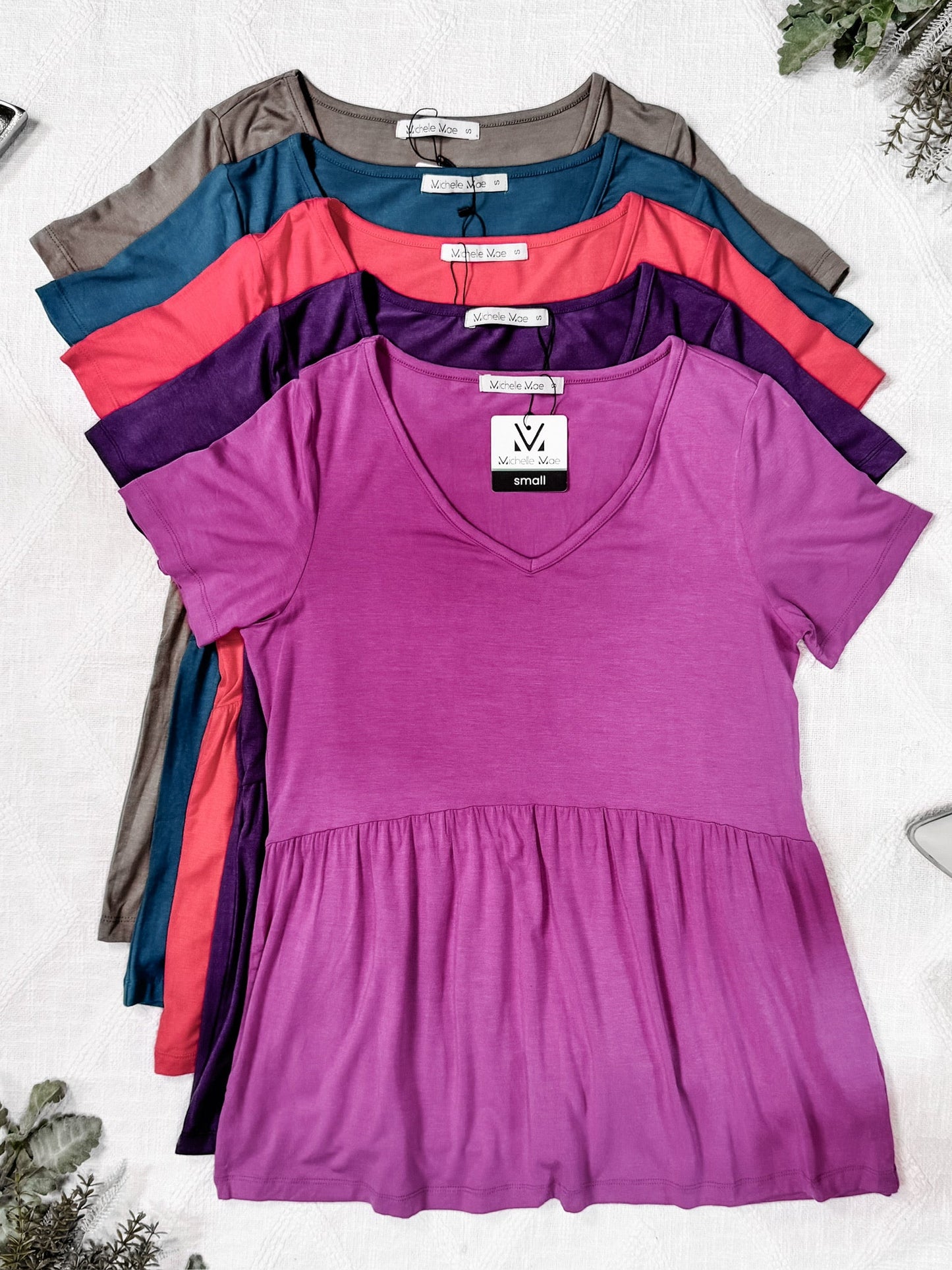 IN STOCK Sarah Ruffle Short Sleeve - Mocha FINAL SALE
